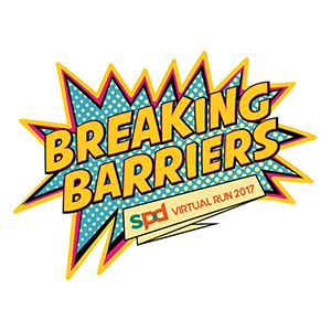 SPD Breaking Barriers Virtual Run logo designed by JAB Design, the Run's Official Design Agency.