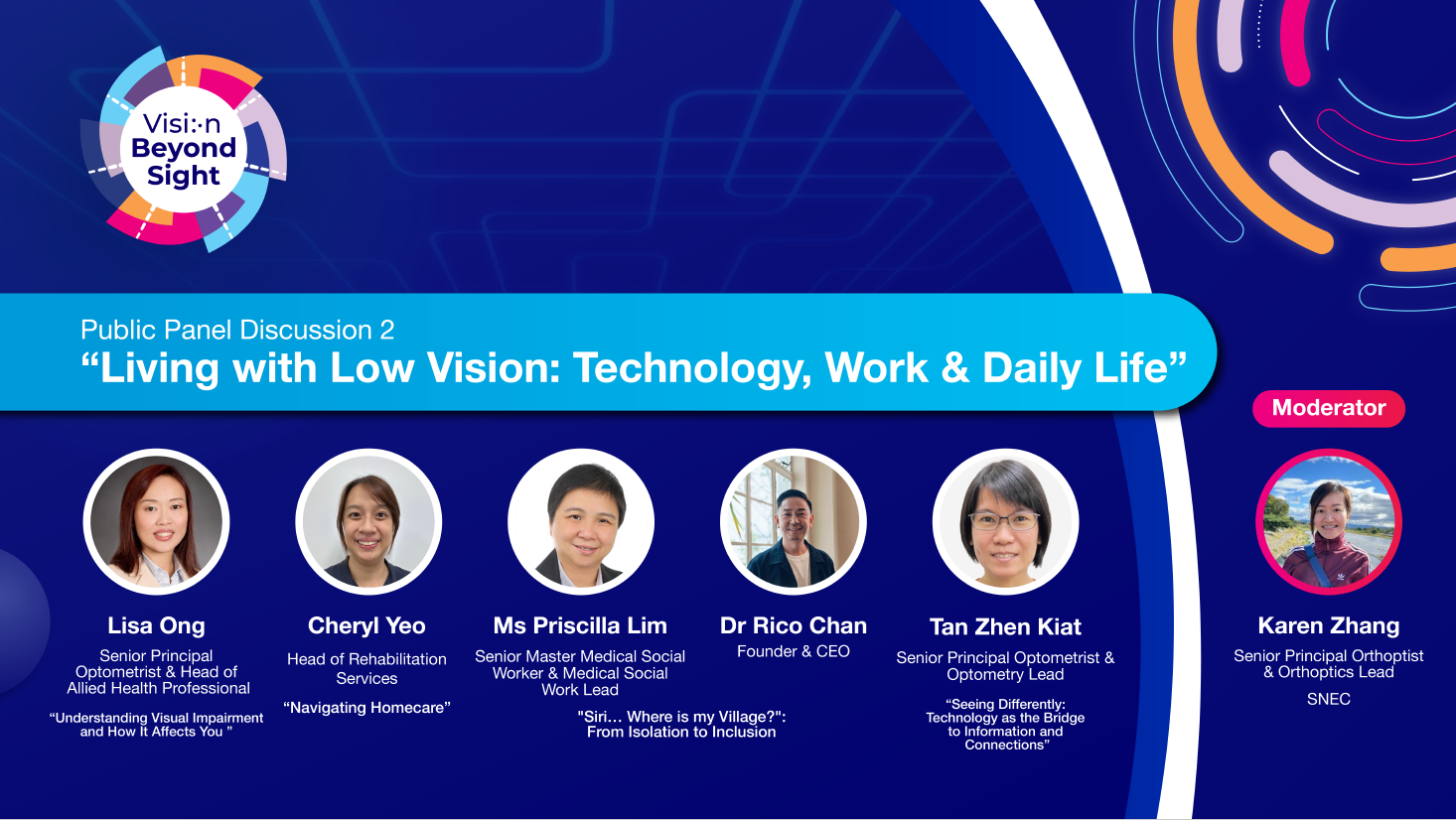 Vision Beyond Sight panel discussion speaker profiles designed by JAB Design