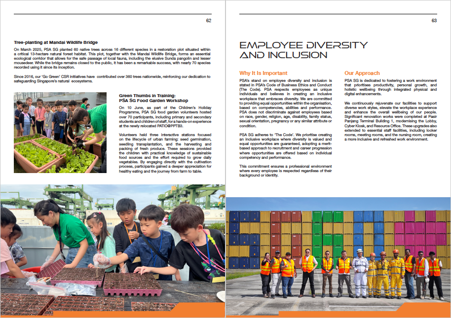 PSA Singapore Sustainability Report 2025 – Employee Diversity and Inclusion spread