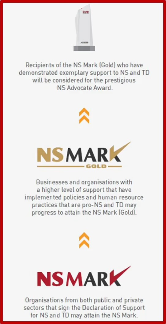 NS Mark progression from NS Mark to NS Mark Gold and the NS Advocate Award
