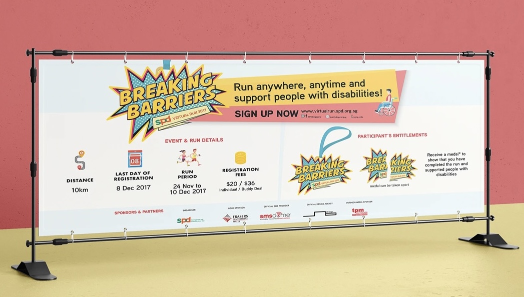 Breaking Barriers Virtual Run 2017 campaign banner designed by JAB Design for SPD