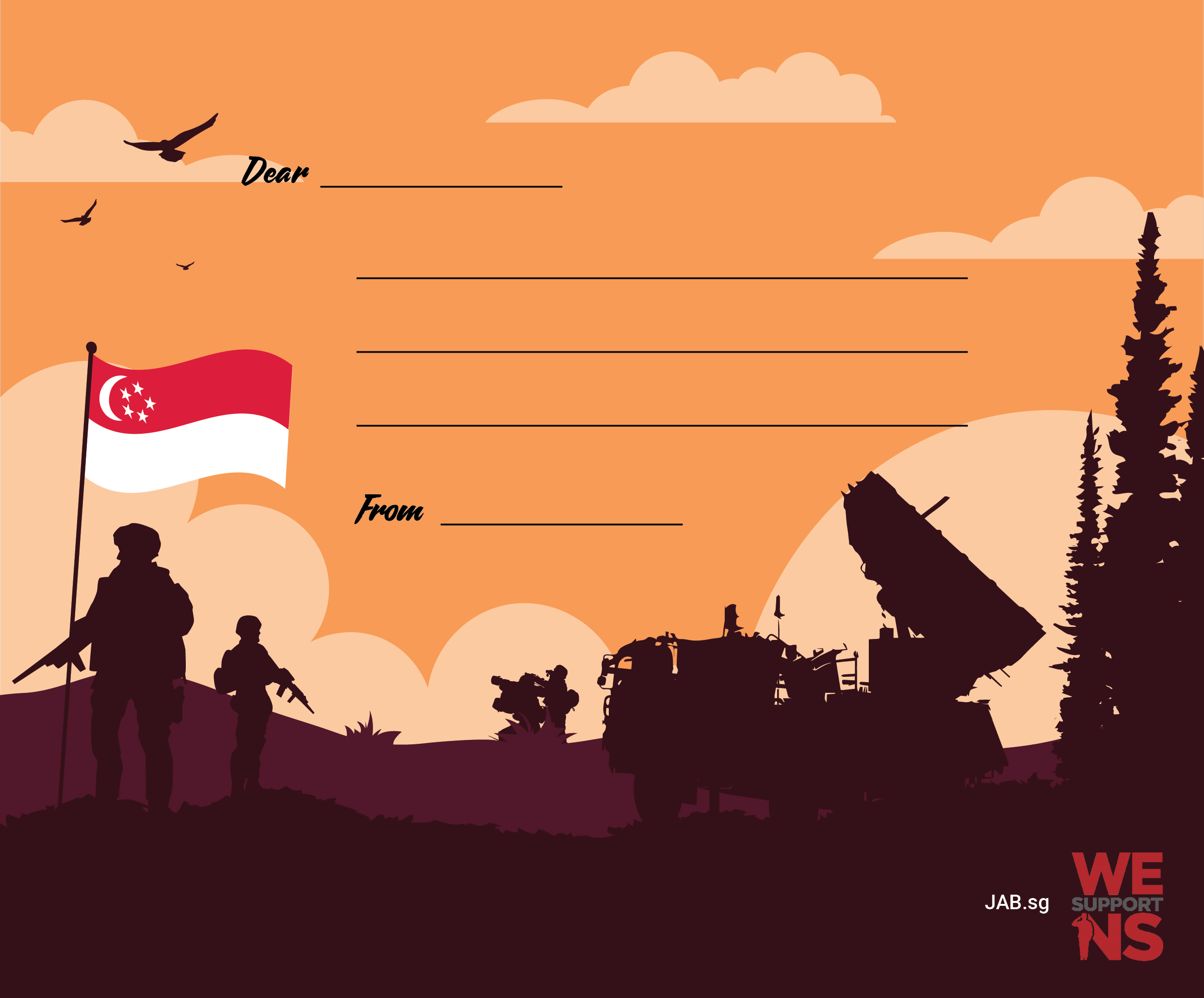We Support NS postcard designed by JAB Design for National Servicemen