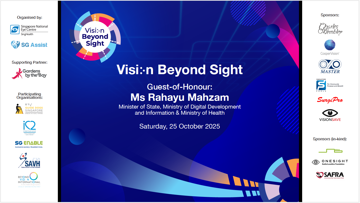Vision Beyond Sight stage backdrop graphics designed by JAB Design