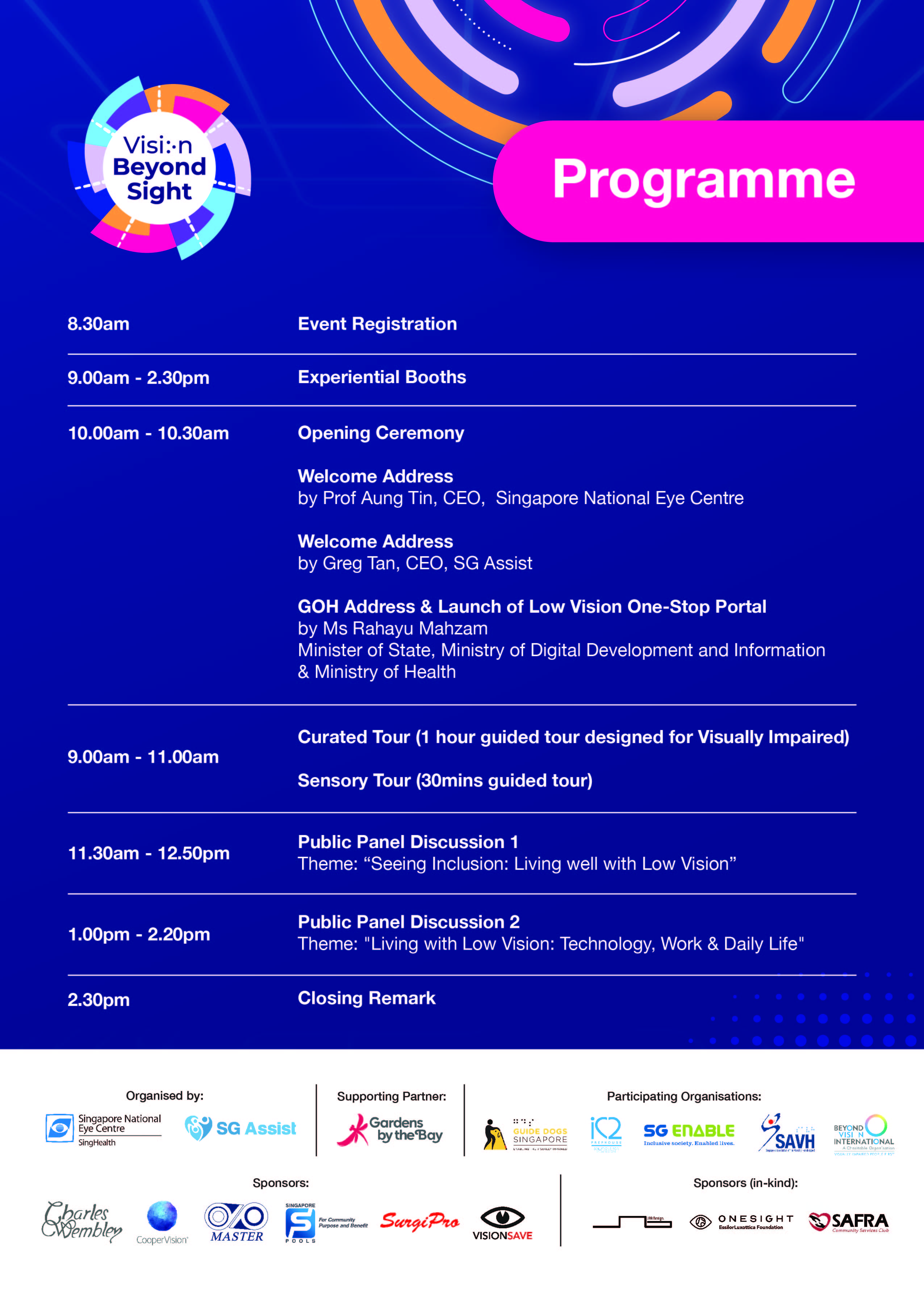 Vision Beyond Sight A5 flyer programme designed by JAB Design